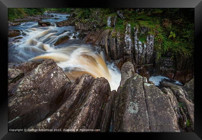 The top falls at Bracklinn gorge Framed Print by George Robertson