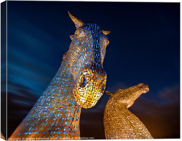 The Kelpies at night Canvas Print by George Robertson