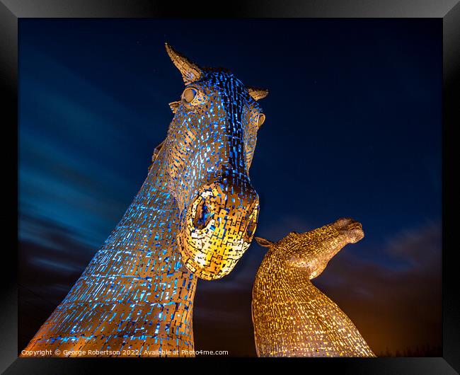 The Kelpies at night Framed Print by George Robertson