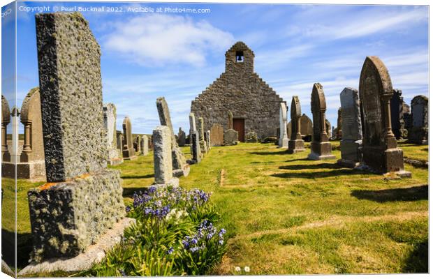 Old Gravestones in St Mary's Churchyard Orkney Canvas Print by Pearl Bucknall