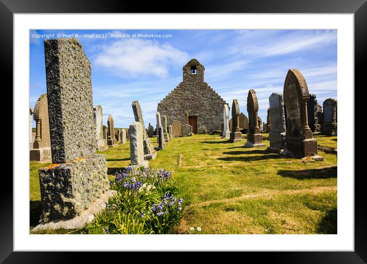 Old Gravestones in St Mary's Churchyard Orkney Framed Mounted Print by Pearl Bucknall