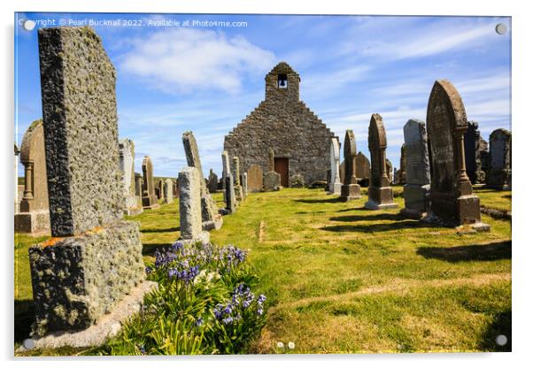 Old Gravestones in St Mary's Churchyard Orkney Acrylic by Pearl Bucknall