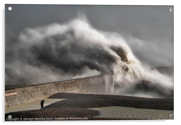 Stormy sea at Newhaven Port II Acrylic by Jadwiga Piasecka