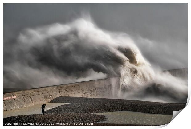 Stormy sea at Newhaven Port II Print by Jadwiga Piasecka