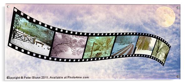 Coloured Winter Scene's on a Film Strip Acrylic by Peter Blunn