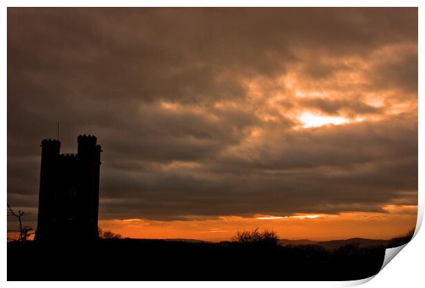 Majestic Sunset at Broadway Tower Print by Andy Evans Photos
