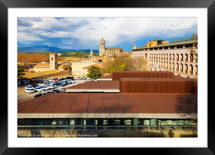 Aerial panoramic views of the city of Girona, Catalonia - 1 - Or Framed Mounted Print by Jordi Carrio