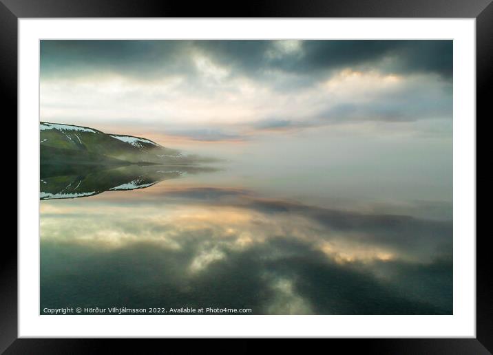 A Foggy Sunset. Framed Mounted Print by Hörður Vilhjálmsson