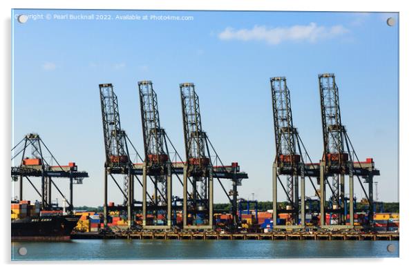 Port of Felixstowe Cranes Acrylic by Pearl Bucknall