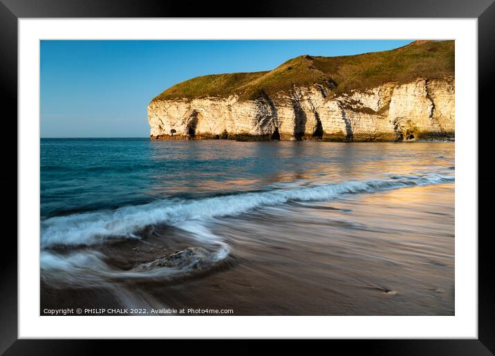 Flamborough beach and caves 710 Framed Mounted Print by PHILIP CHALK