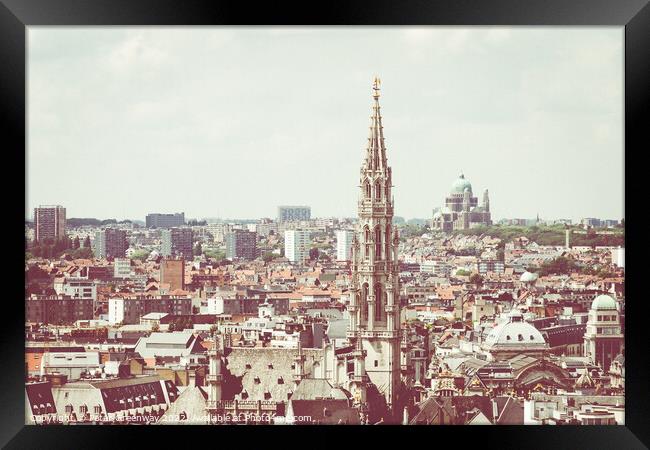 The Rooftops & Skyline Of The City Of Brussels, Be Framed Print by Peter Greenway