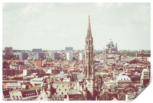 The Rooftops & Skyline Of The City Of Brussels, Be Print by Peter Greenway