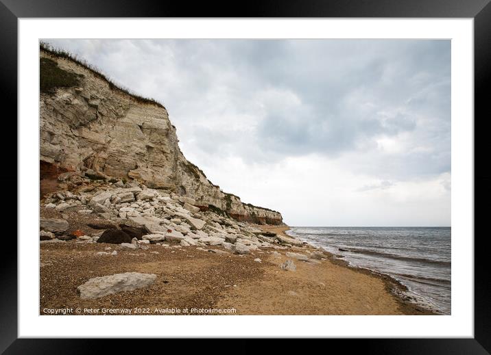 Stormy Rainclouds Over Old Hunstanton Cliffs In No Framed Mounted Print by Peter Greenway