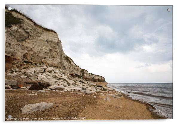 Stormy Rainclouds Over Old Hunstanton Cliffs In No Acrylic by Peter Greenway