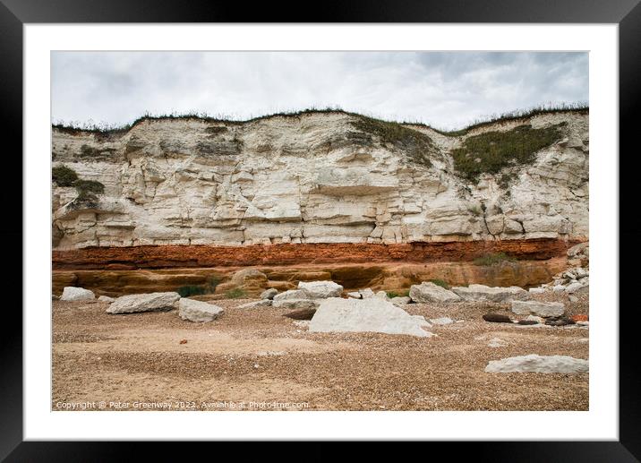 Stormy Rainclouds Over Old Hunstanton Cliffs In No Framed Mounted Print by Peter Greenway