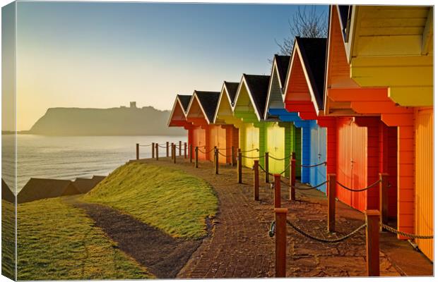 Scarborough Beach Huts,  North Yorkshire  Canvas Print by Darren Galpin