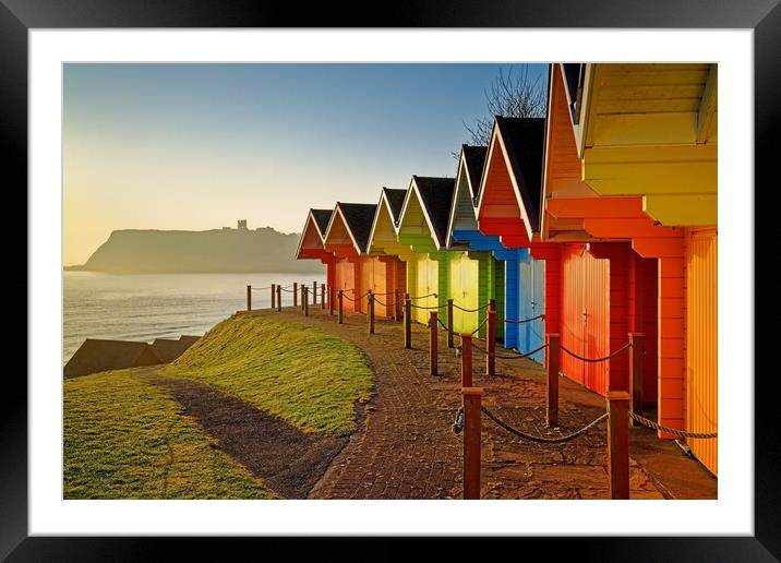 Scarborough Beach Huts,  North Yorkshire  Framed Mounted Print by Darren Galpin