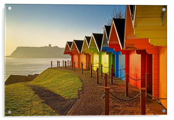 Scarborough Beach Huts,  North Yorkshire  Acrylic by Darren Galpin
