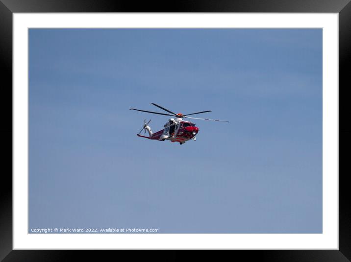 Coastguard Helicopter. Framed Mounted Print by Mark Ward