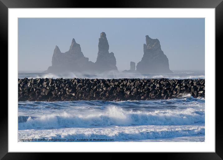 Basalt Sea Stacks Framed Mounted Print by Hörður Vilhjálmsson