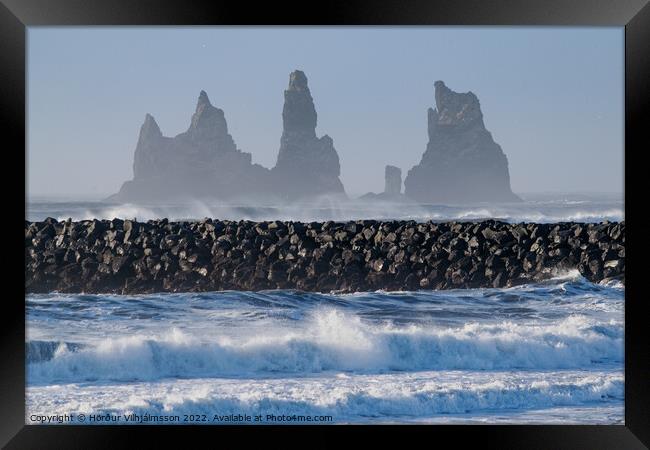 Basalt Sea Stacks Framed Print by Hörður Vilhjálmsson