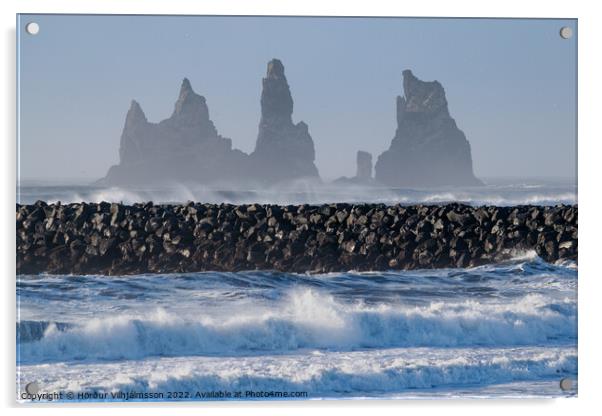 Basalt Sea Stacks Acrylic by Hörður Vilhjálmsson