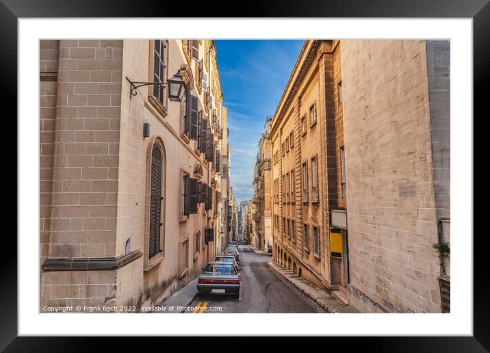 Valltetta streets and homes on Malta Framed Mounted Print by Frank Bach
