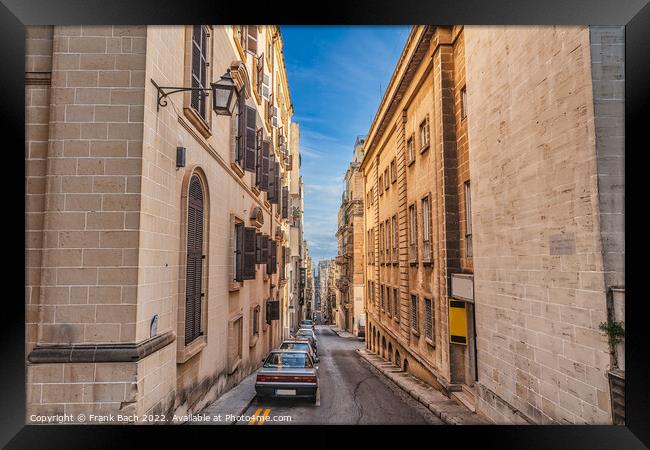 Valltetta streets and homes on Malta Framed Print by Frank Bach