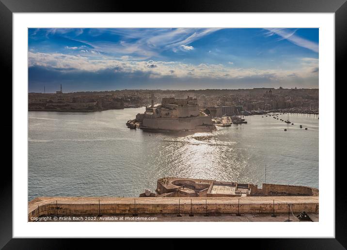 Valletta harbor on Malta Framed Mounted Print by Frank Bach