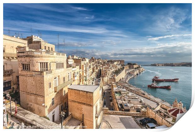 Valletta harbor on Malta Print by Frank Bach