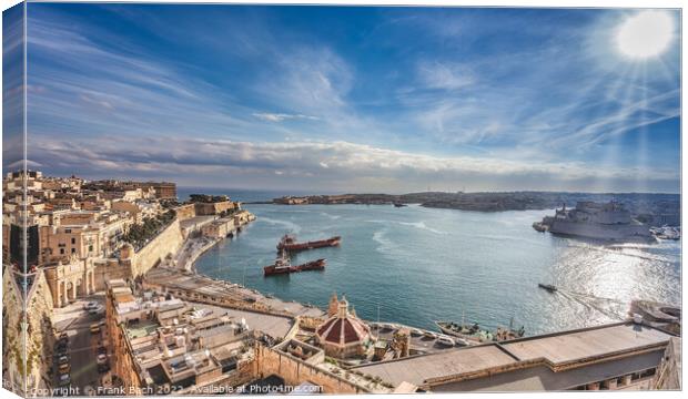 Valletta harbor on Malta Canvas Print by Frank Bach