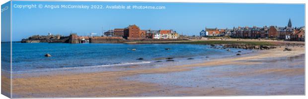North Berwick harbour from West Bay Beach panorama Canvas Print by Angus McComiskey