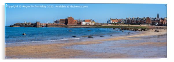 North Berwick harbour from West Bay Beach panorama Acrylic by Angus McComiskey