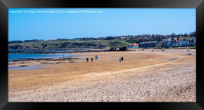 Milsey Bay Beach North Berwick panorama Framed Print by Angus McComiskey