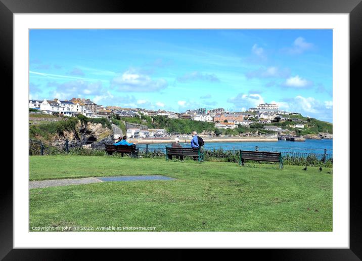 View from Killacourt, Newquay, North Cornwall, UK. Framed Mounted Print by john hill