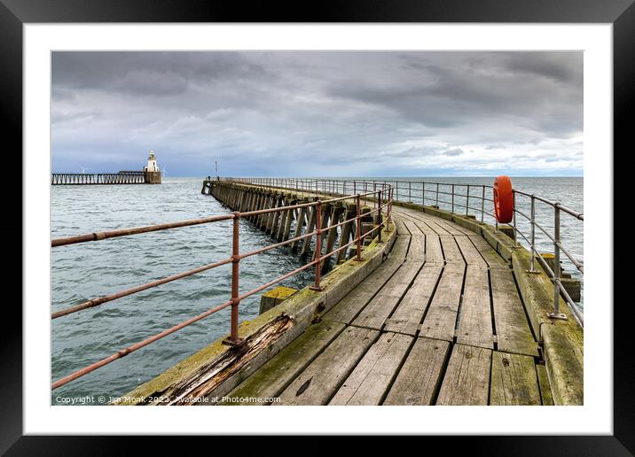 Blyth Pier, Northumberland Framed Mounted Print by Jim Monk