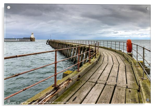 Blyth Pier, Northumberland Acrylic by Jim Monk