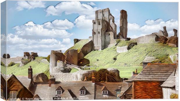 Ancient Ruins overlooking a Village Canvas Print by Roger Mechan