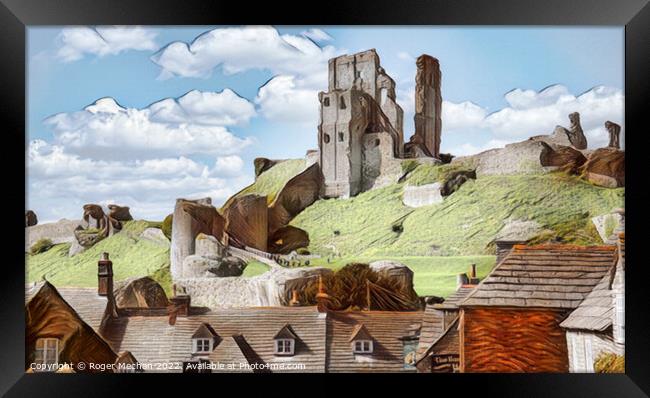 Ancient Ruins overlooking a Village Framed Print by Roger Mechan