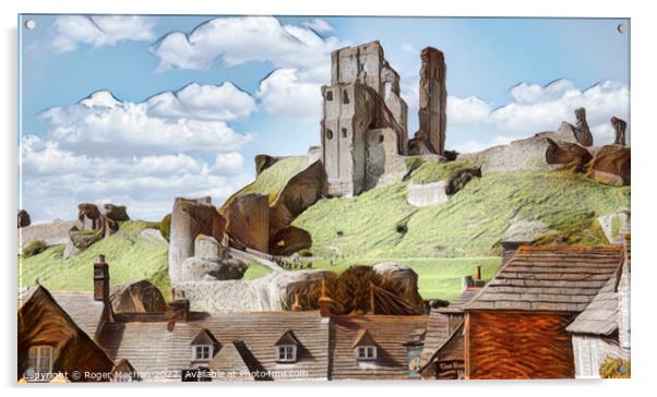 Ancient Ruins overlooking a Village Acrylic by Roger Mechan
