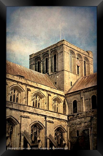 Winchester Cathedral Tower Framed Print by Ian Lewis