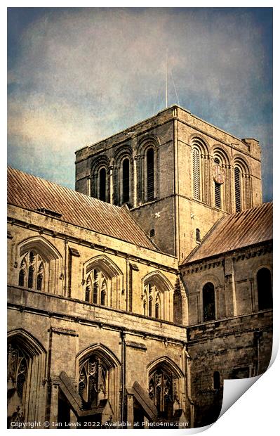 Winchester Cathedral Tower Print by Ian Lewis