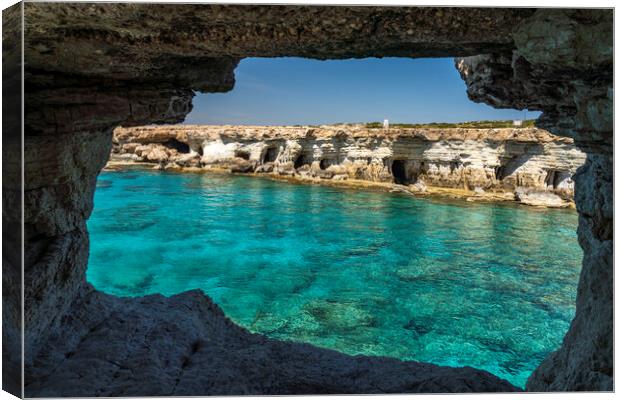 Sea Caves Cyprus Canvas Print by peter schickert