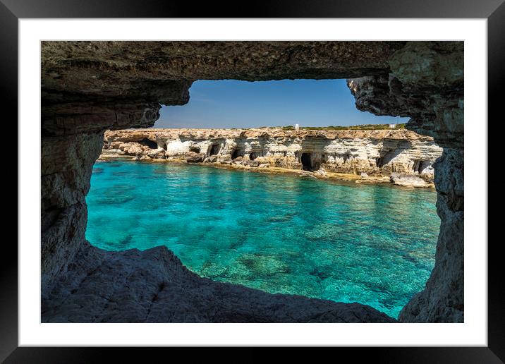 Sea Caves Cyprus Framed Mounted Print by peter schickert