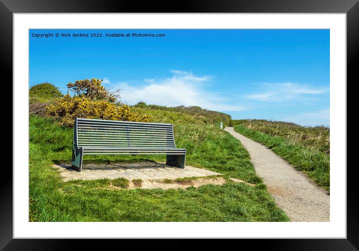 Glamorgan Heritage Coast Path and Bench  Framed Mounted Print by Nick Jenkins