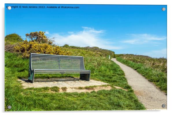 Glamorgan Heritage Coast Path and Bench  Acrylic by Nick Jenkins
