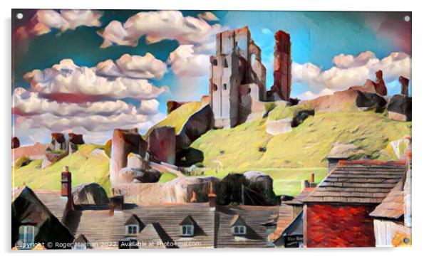 Enthralling Ruins of Corfe Castle Acrylic by Roger Mechan