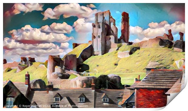 Enthralling Ruins of Corfe Castle Print by Roger Mechan