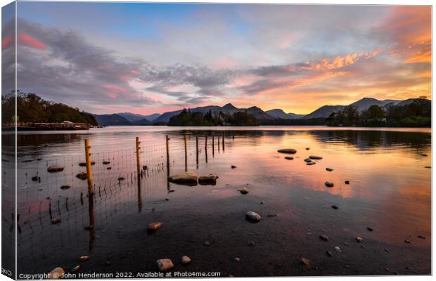 A Majestic Sunset over Derwentwater Canvas Print by John Henderson