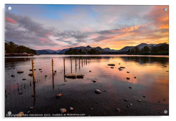 A Majestic Sunset over Derwentwater Acrylic by John Henderson